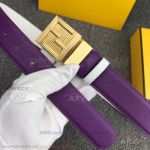 AAA Fendi 3.5cm Women's Belt - Purple Leather Yellow Gold Buckle